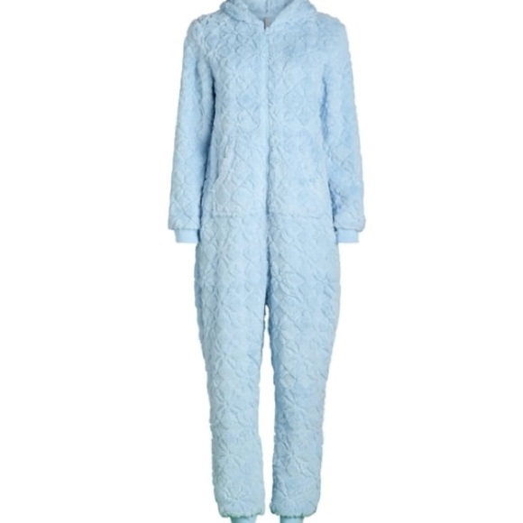Joyspun Cozy Blue Textured Plush Pajama Lounge Set Cropped Hoodie & Joggers Sz S - Picture 3 of 14